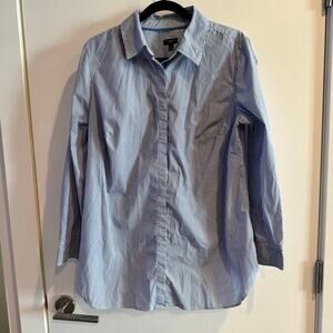 Talbots Shirt Blue White Striped Collared Button Front Long Sleeve Plus Sz 0X